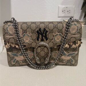 Gucci X MLB Dionysus Bag Embroidered GG Coated Canvas with Python